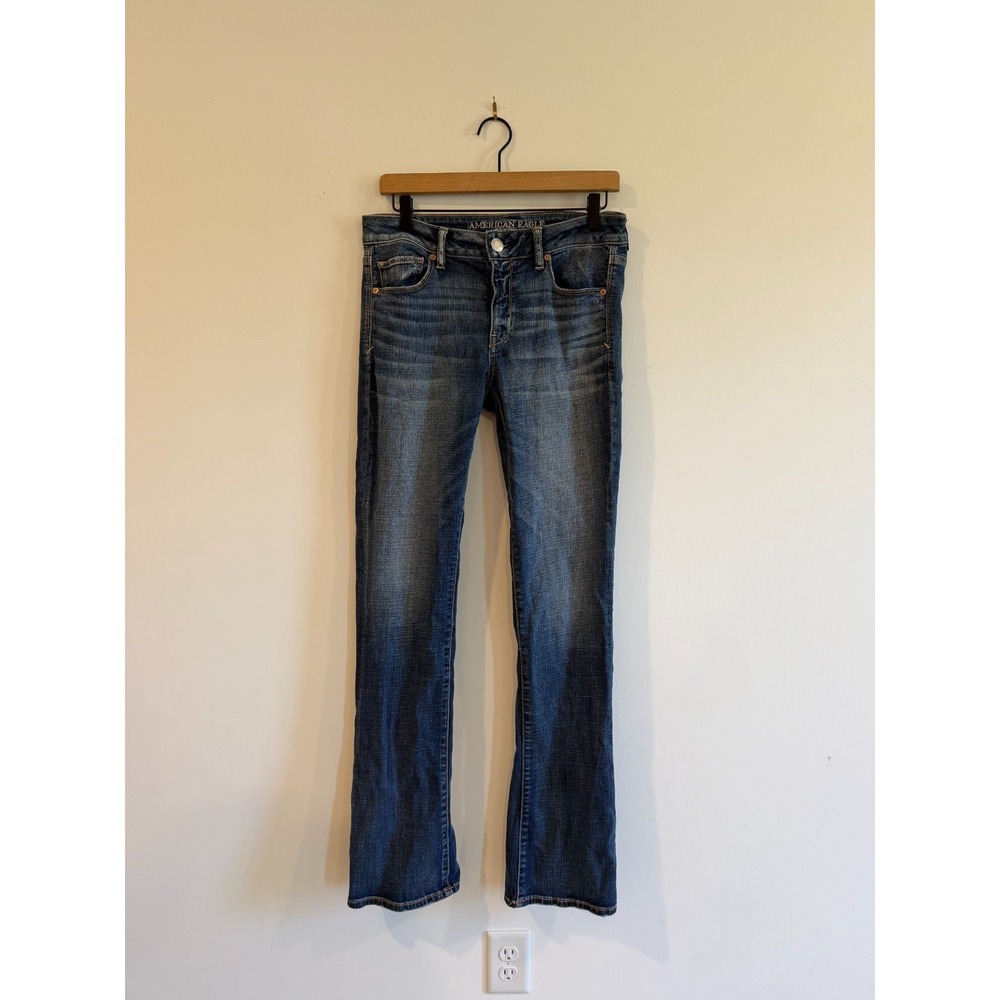 American Eagle Super Stretch Skinny Kick Womens 10 Long Dark Wash Bootcut 30X33